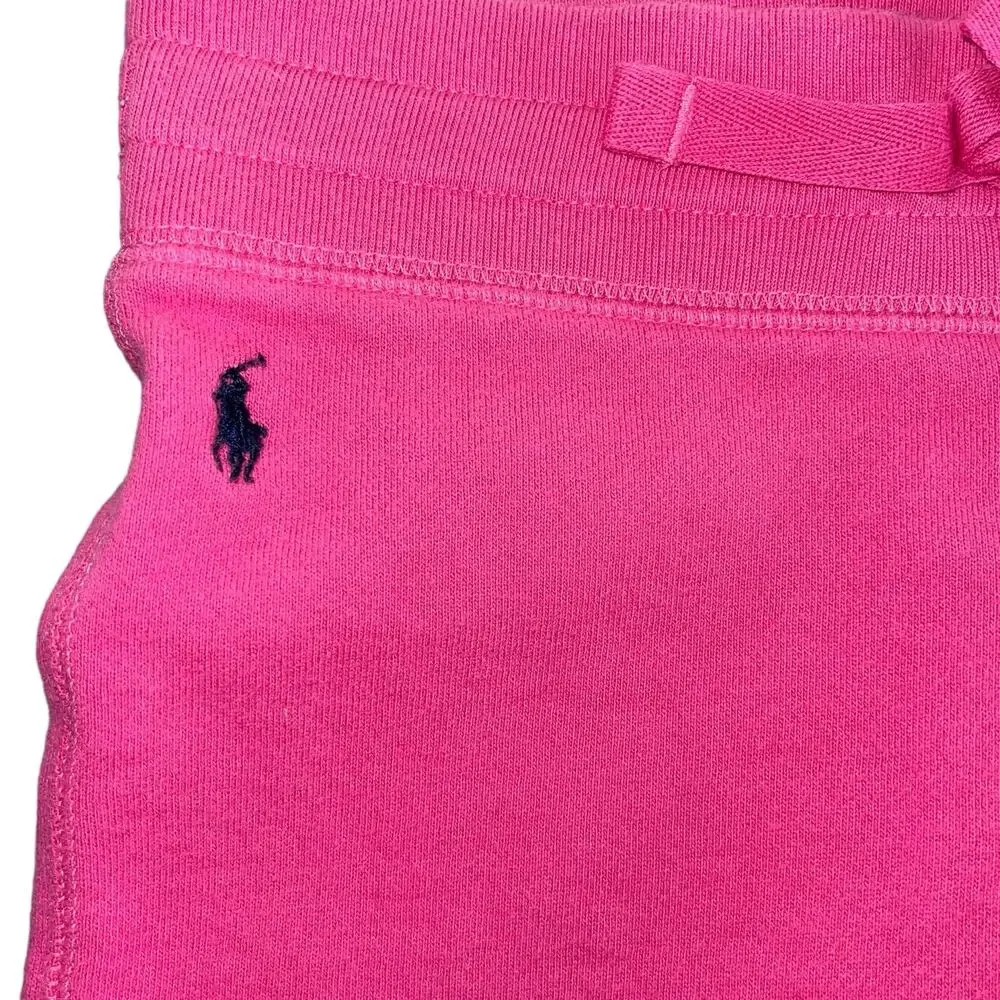 Girls 6 Ralph Lauren Hot Pink Straight Leg Sweat Pants Navy Blue Polo Pony